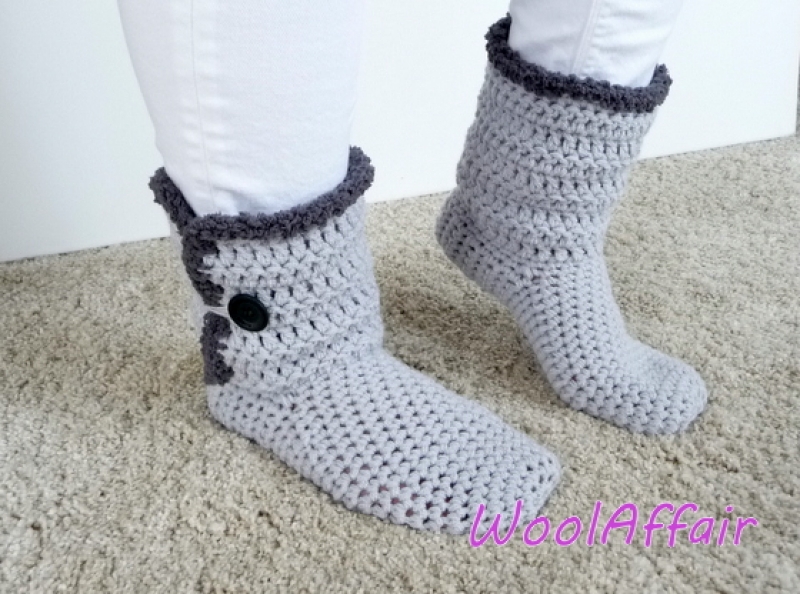 Häkelanleitung Hausschuhe häkeln - Häkelstiefel - No.96